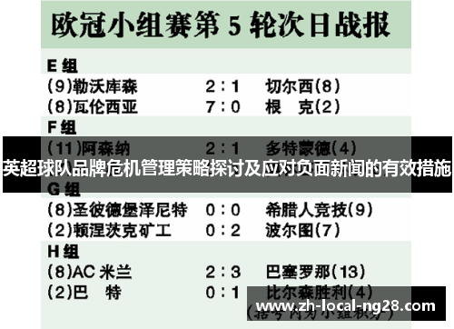 英超球队品牌危机管理策略探讨及应对负面新闻的有效措施